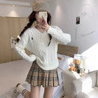 Loose Long Sleeve Knitted Sweater Autumn Winter Inner Wear - Vusy Kawaii Shop