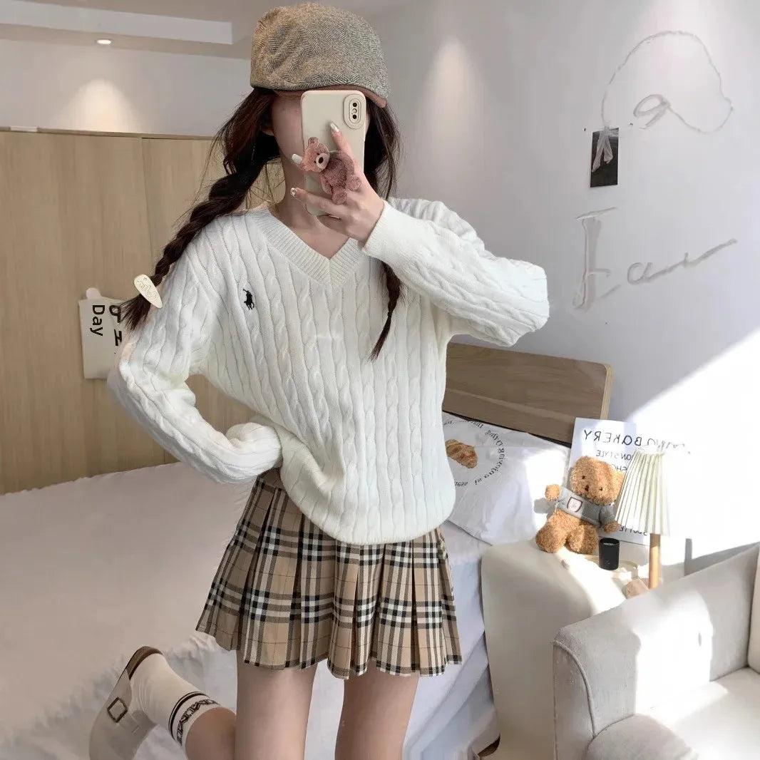 Loose Long Sleeve Knitted Sweater Autumn Winter Inner Wear - Vusy Kawaii Shop
