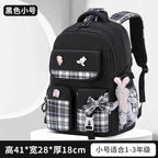 New Spine Protection Primary School Students Girls Checkered Backpack with Large Capacity Lightweight Waterproof Children's Bag
