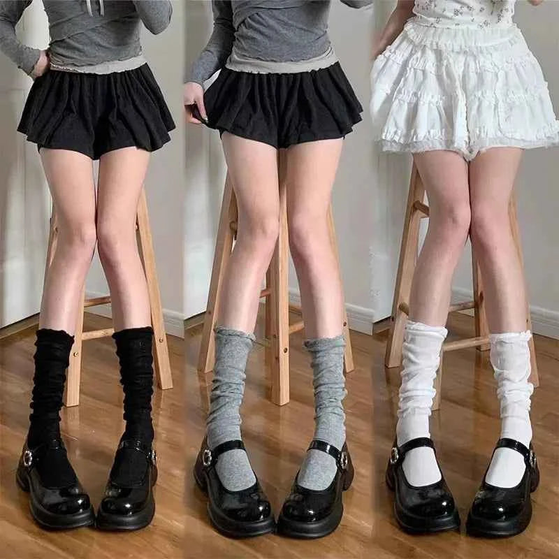 Thigh High Stockings Women Girls Black White JK Long Socks Lolita Summer Leggings Sweet Ballet Hosiery Thin Loose Costumes
