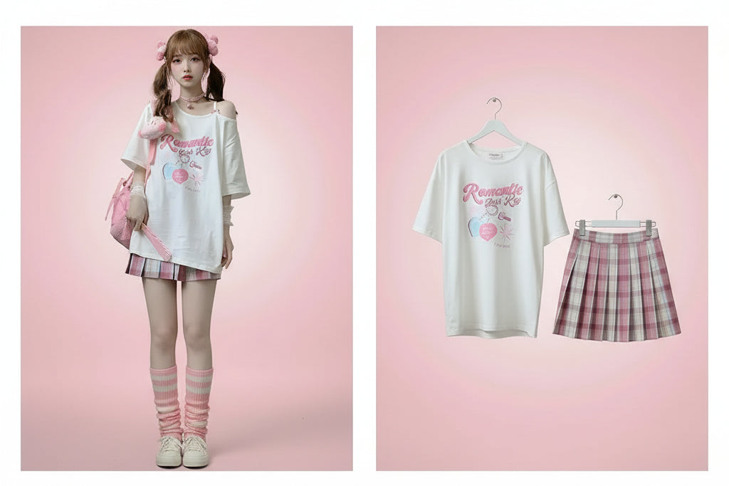 Harajuku Egirl T Shirt Korean Style Heart Print Gothic Off - Vusy Kawaii Shop