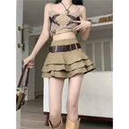 American Retro Tiered Cake Skirts Women Classic Gothic