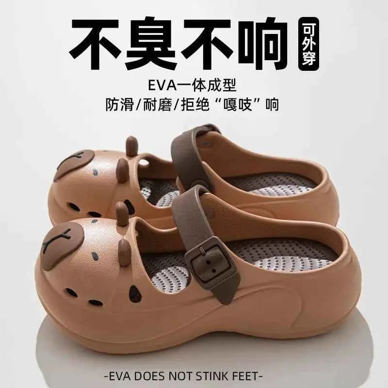 2025 New Cute Cartoon Slippers For Women Fashion Clogs Anti-slip Summer Shoes Girls Street Sandals 2 Way Wear Beach Slides