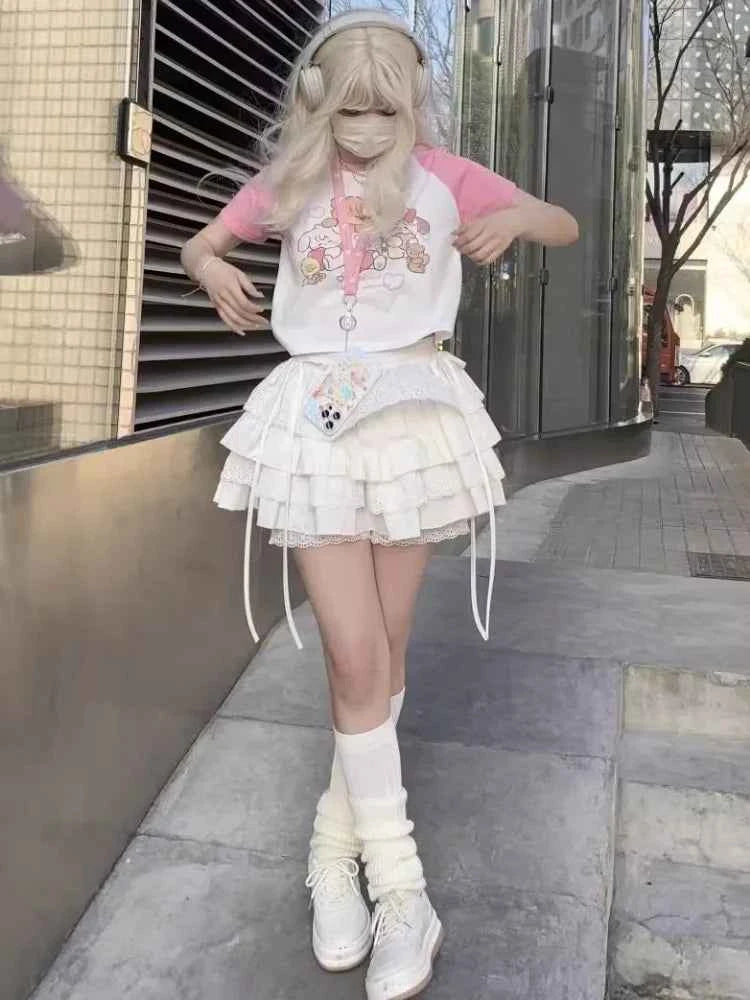 Ballet Kawaii Lace Mini Skirt Girl Cute Lolita White A-line