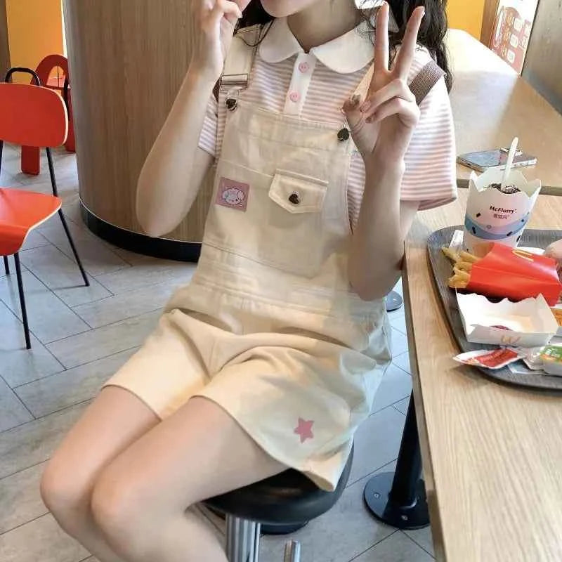 Harajuku Sweet Star Strap Shorts Summer New Jumpsuit