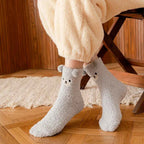 5/6/12 PCS Cartoon Animal Socks Women Warm Plush Mid-calf Sock 6 Colors Fleece Sock Set Home Floor Sleeping Winter