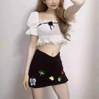 Design A-Line Summer Retro Color Butterfly Embroidery Spice