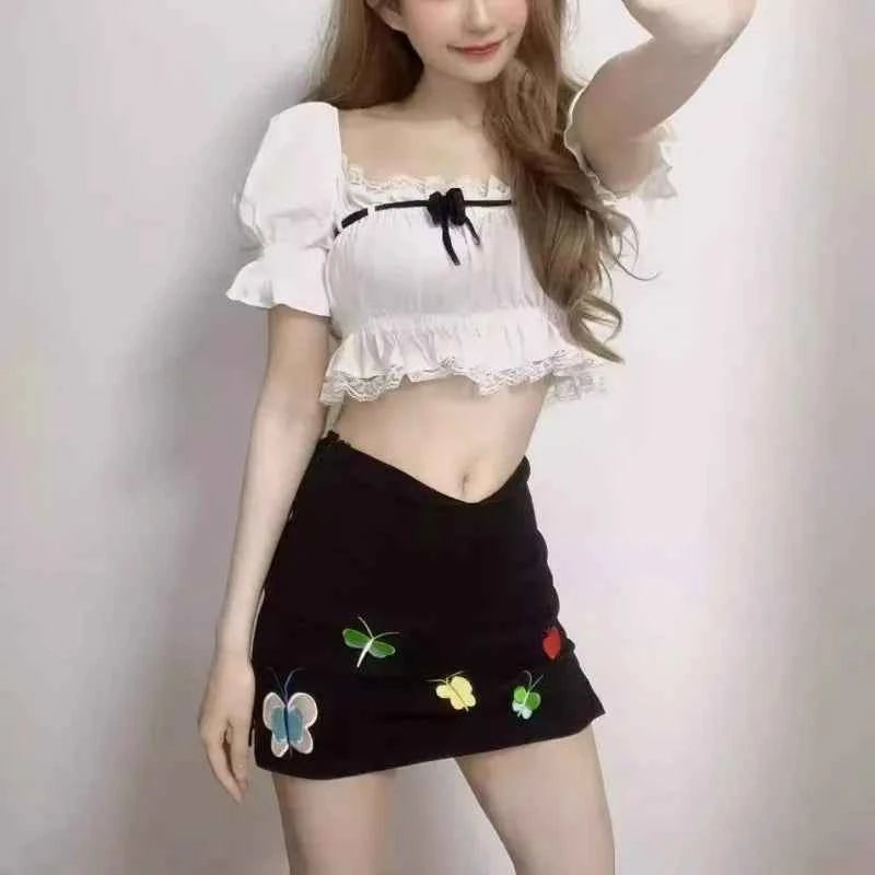 Design A-Line Summer Retro Color Butterfly Embroidery Spice