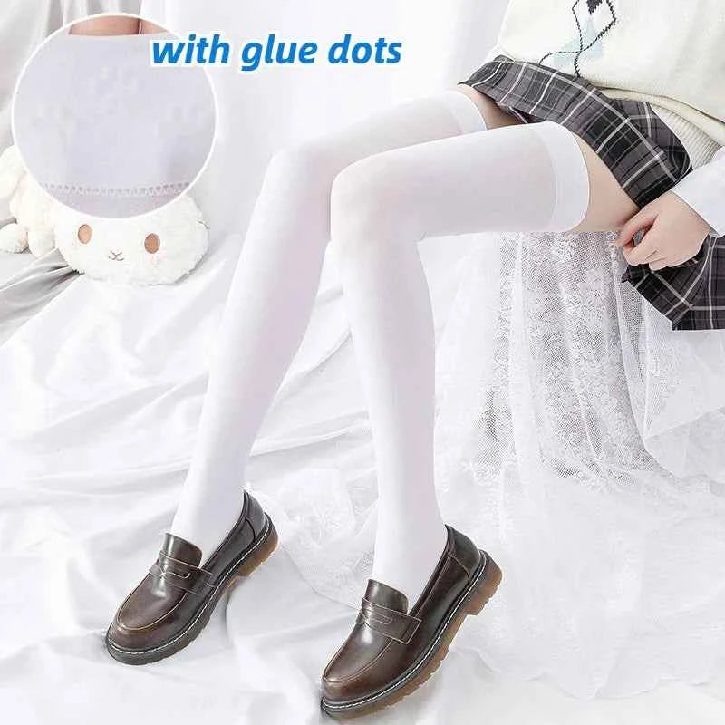 Long Tube Over The Knee Socks Velvet High Elasticity Uniform White Anti-slip Slim Velvet Thigh Women Girls Height 190cm Stokings