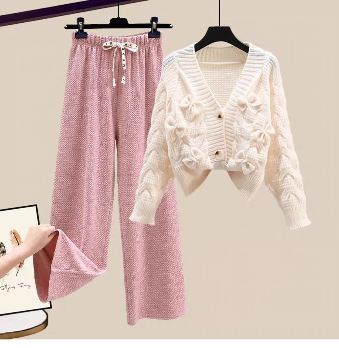 Two Piece Set in Sweater Matching Sets Korean Sweet Bow - Vusy Kawaii Shop