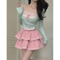 Kawaii Lolita-Anzug für Damen im japanischen Stil, schmale Bluse, Spitze