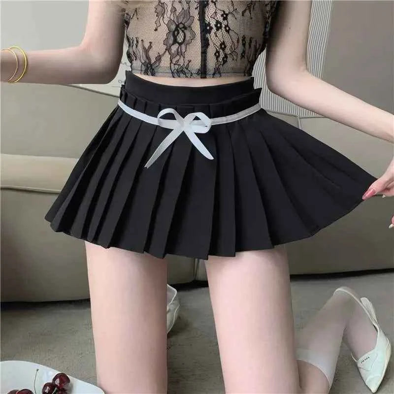 Pleated Mini Skirts Women JK Slim Simple Pure Streetwear