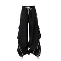Brown Striped Sweater and Black Cargo Pants Set
