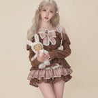 Japanese Sweet Lolita 2 Piece Sets Women Retro Off Shoulder - Vusy Kawaii Shop