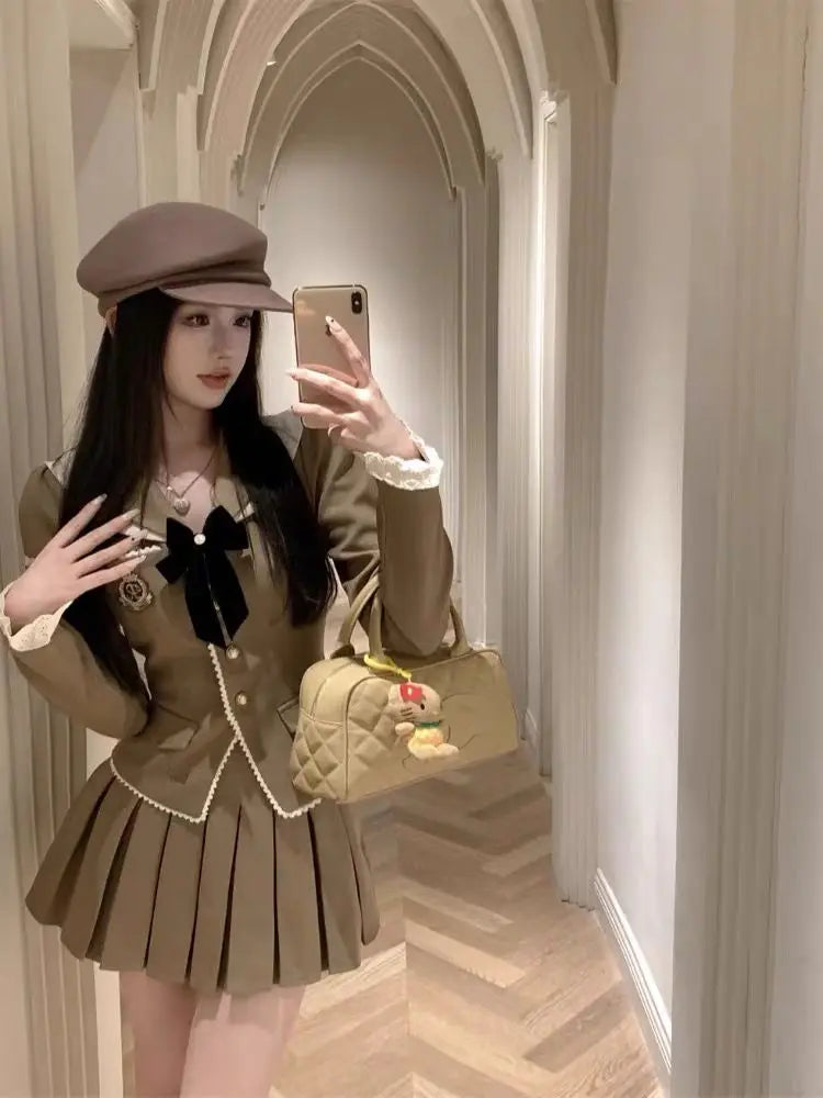 Women Two-Piece College Style Short Suit Jacket - Vusy Kawaii Shop