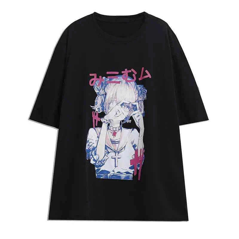 Crop Tops Women T-Shirts Short Sleeve Gothic Printing Tee