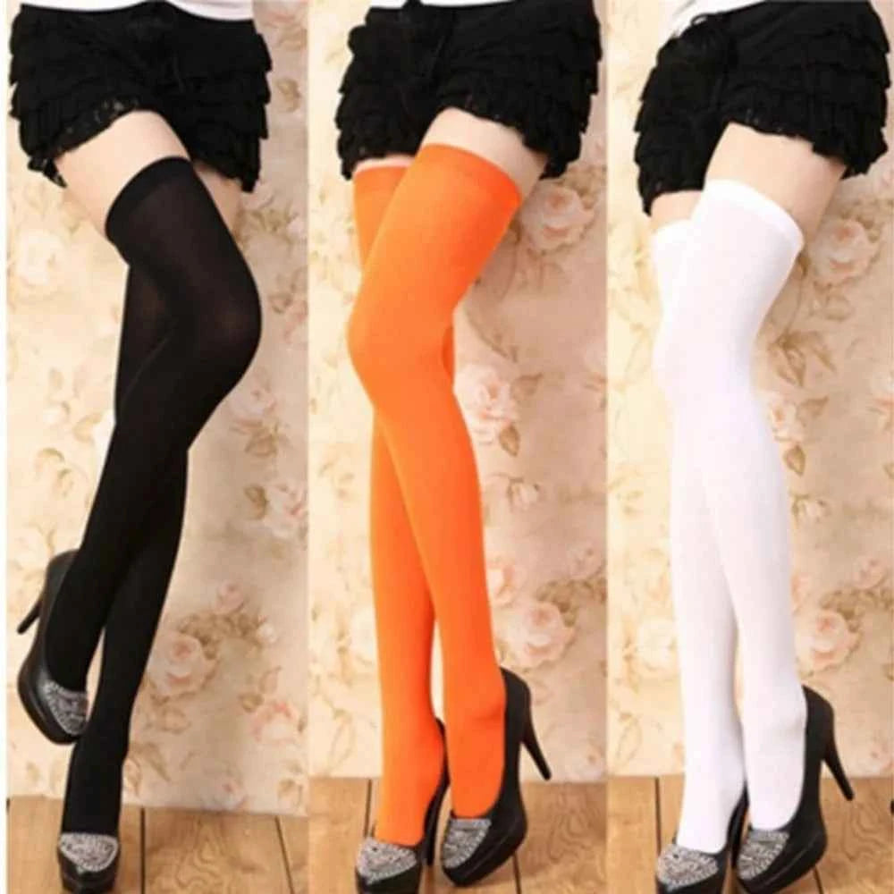 Women Over Knee Socks Thigh High Sock Girl Black White Knee Half Stockings Women Pink Long Socks Pack of One Pair
