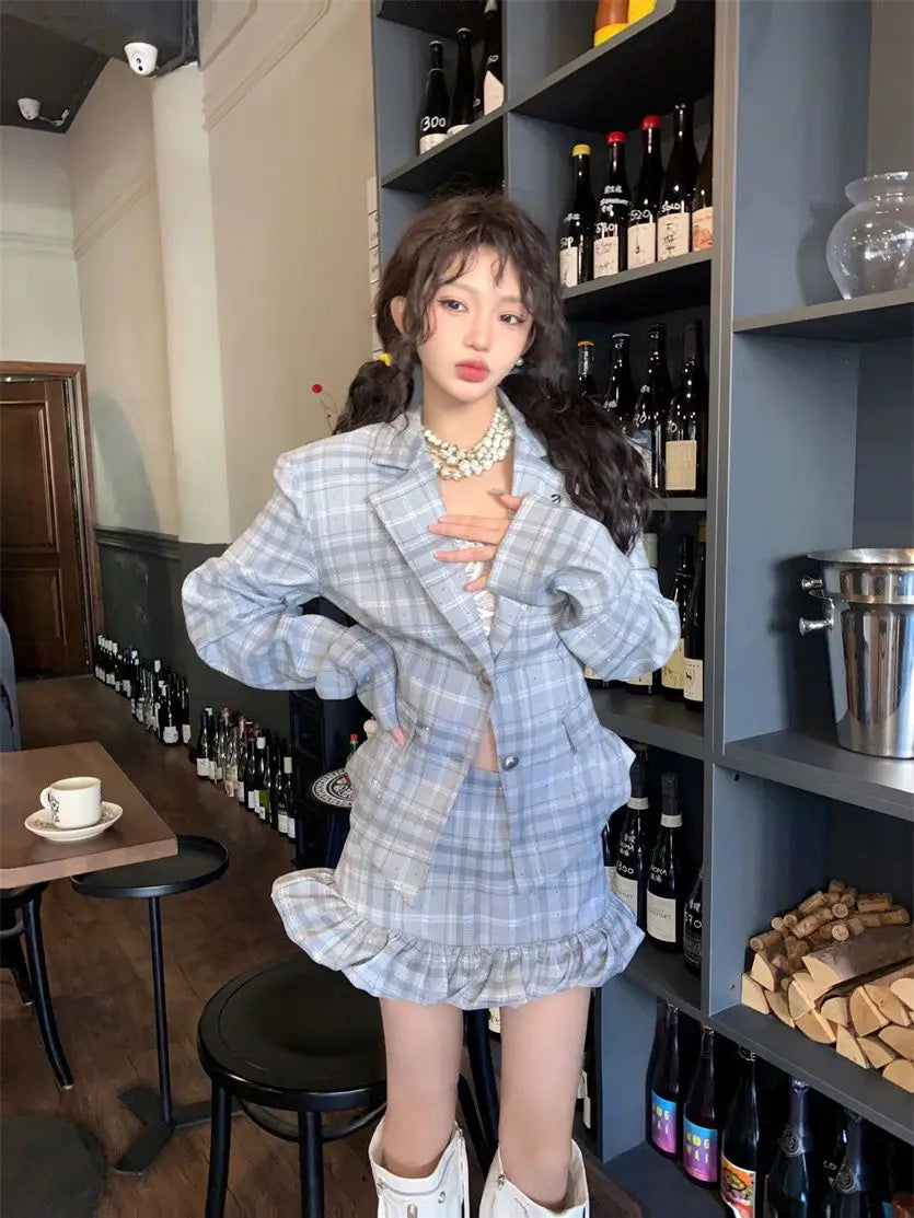 Academy Style High End Girl Plaid Suit Coat Winter - Vusy Kawaii Shop