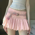 Pink Low Waist A- Line Skirt Pleated Skirt for Summer
