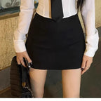 Dress Sets Double Breasted Long Sleeve Blazer High Waist - Vusy Kawaii Shop