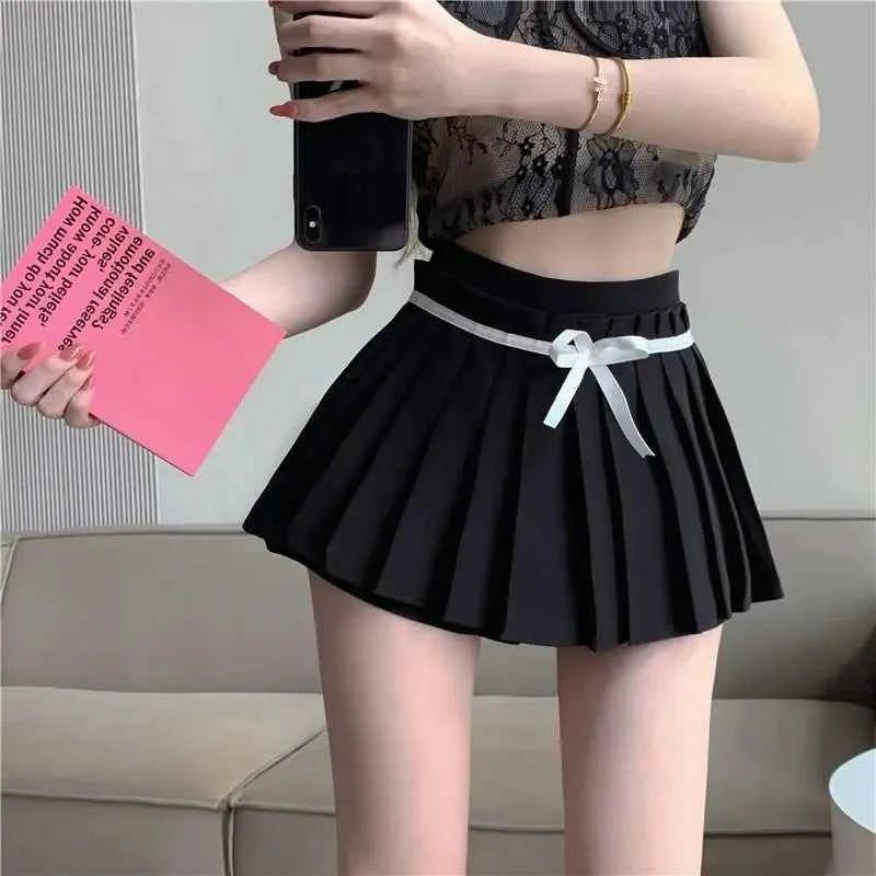 Pleated Mini Skirts Women JK Slim Simple Pure Streetwear