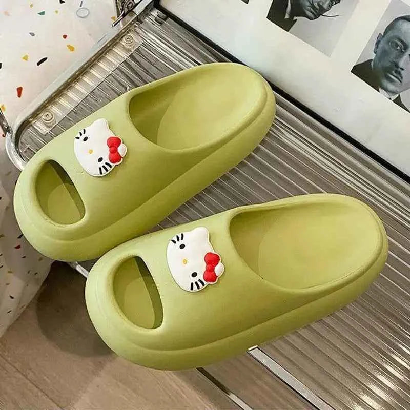 Sanrios Hello Kittys Slippers Women's Summer Outdoor Thick Sole Shoes Fashion Home Bathroom Slippers Anti Slip Girls Sandals
