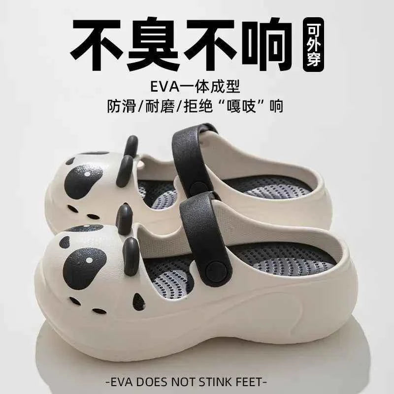 2025 New Cute Cartoon Slippers For Women Fashion Clogs Anti-slip Summer Shoes Girls Street Sandals 2 Way Wear Beach Slides