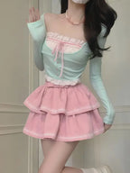Kawaii Japanese Style Lolita Suit Women Slim Blouse Lace - Vusy Kawaii Shop