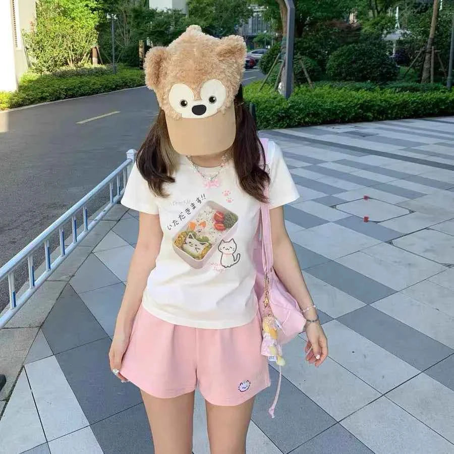Cat Embroidery All Match Shorts Summer Korean Loose Student
