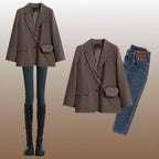 Spring Autumn Fashion Set Blazer, Shirt Mini Dress - Vusy Kawaii Shop