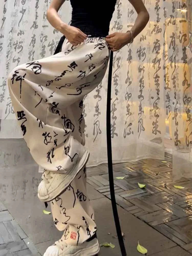 Harajuku Calligraphy Pants Japanese Streetwear Style