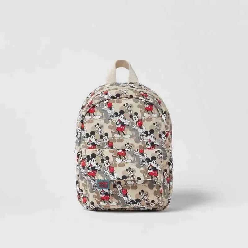 Disney New Mickey Cartoon Fashion Backpack Women's Minnie Canvas School Bag Boys and Girls Fashion Large Capacity Backpack