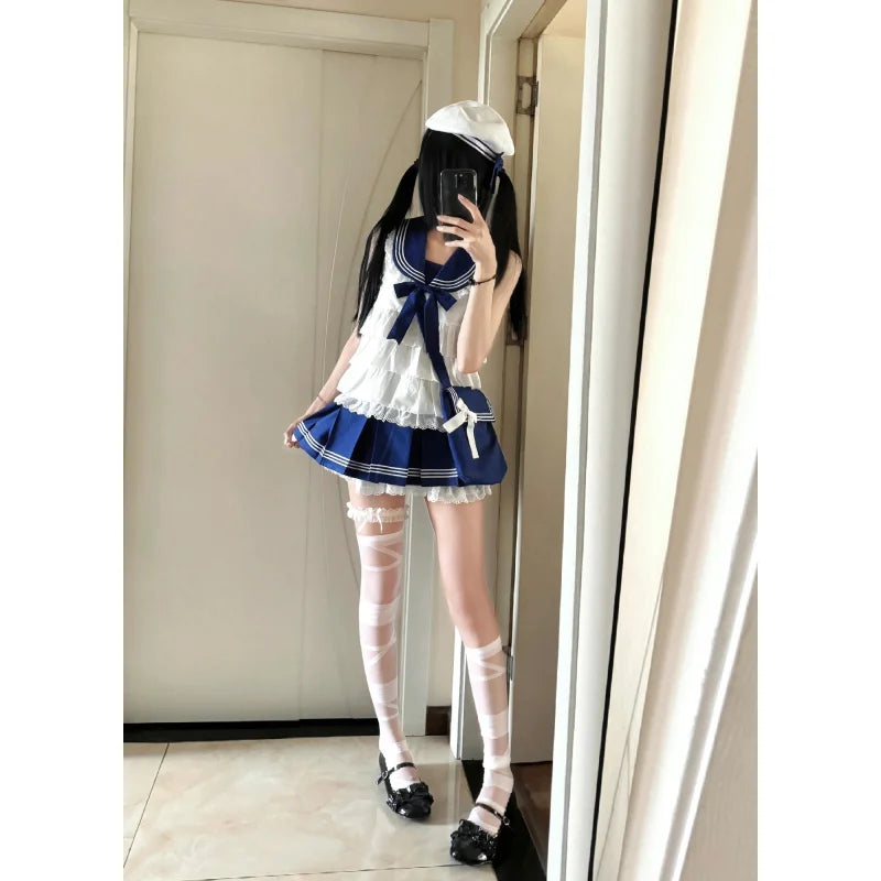 Preppy Style Sailor Uniform Sets Women Outfits Sailor Neck - Vusy Kawaii Shop