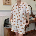 Women's Cartoon Pajama Set – Short Sleeve & Shorts Summer Homewear