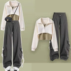 Autumn Fashion Polo Long Sleeve Top Vest Cargo Pants - Vusy Kawaii Shop