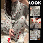 Kawaii Sanrios Hello Kittys Women's Pajamas Set Spring Autumn Anime Cartoon Student Long Sleeved Pants 2Pcs Girls Nightwear Gift