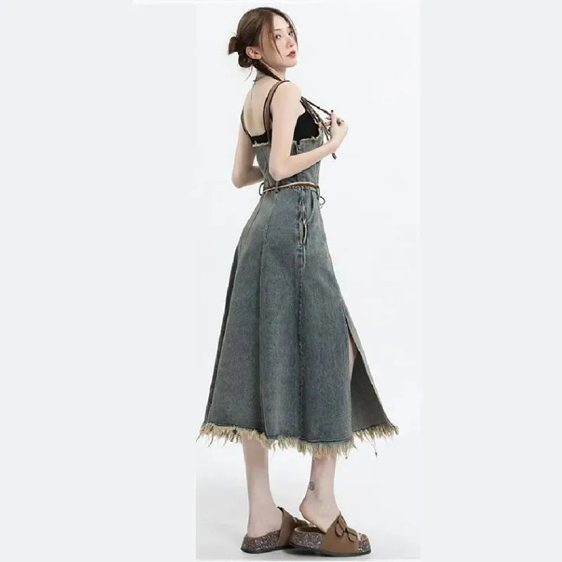 Spring-Summer Dress Matching Set Korean Elegant Vintage Long - Vusy Kawaii Shop