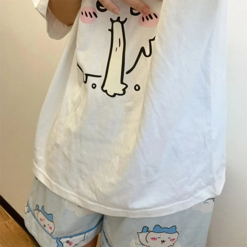 Kawaii Sanrio Chiikawa Nightwear Summer Thin Round Neck - Vusy Kawaii Shop