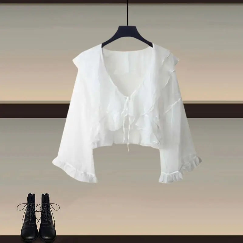 Denim Skirt Elegant Sunscreen Shirt Korean Spring-Summer - Vusy Kawaii Shop
