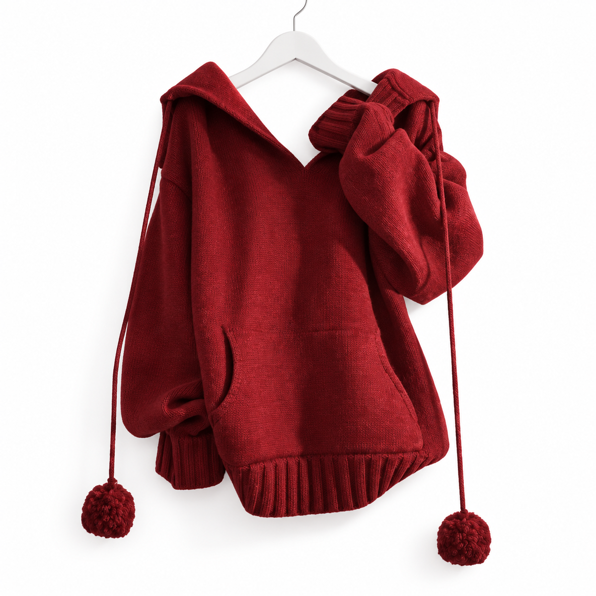 Red Hooded Sweater Shirt and Jeans Set
