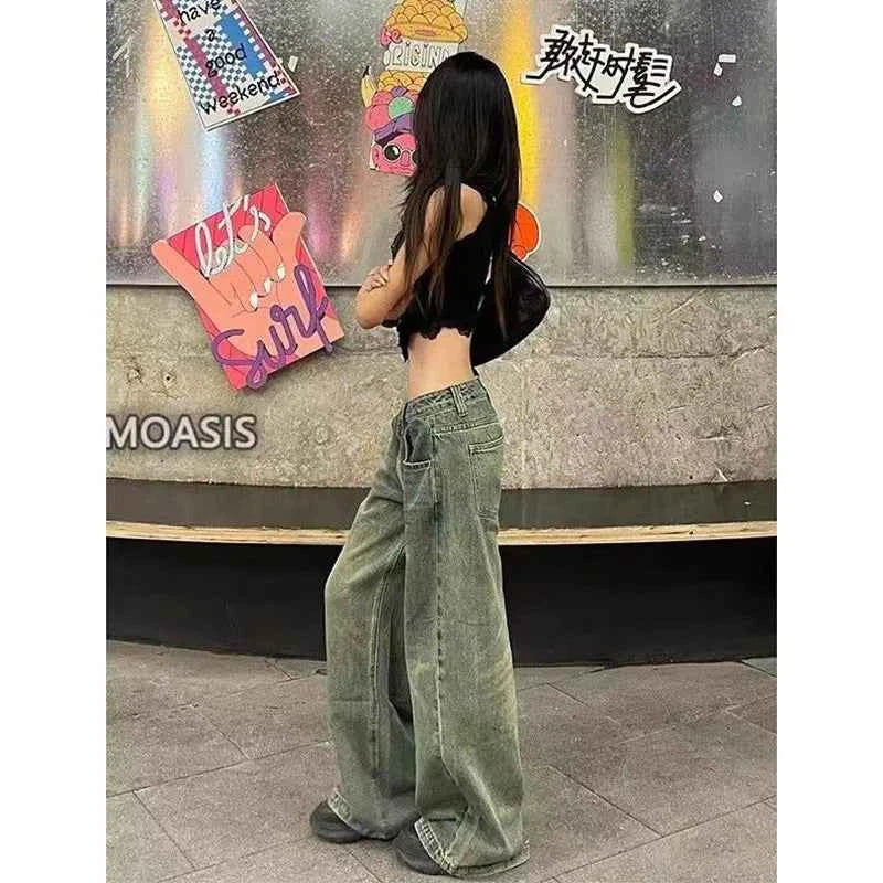 Trendy Oversized Distressed Jeans for Kawaii Fashion