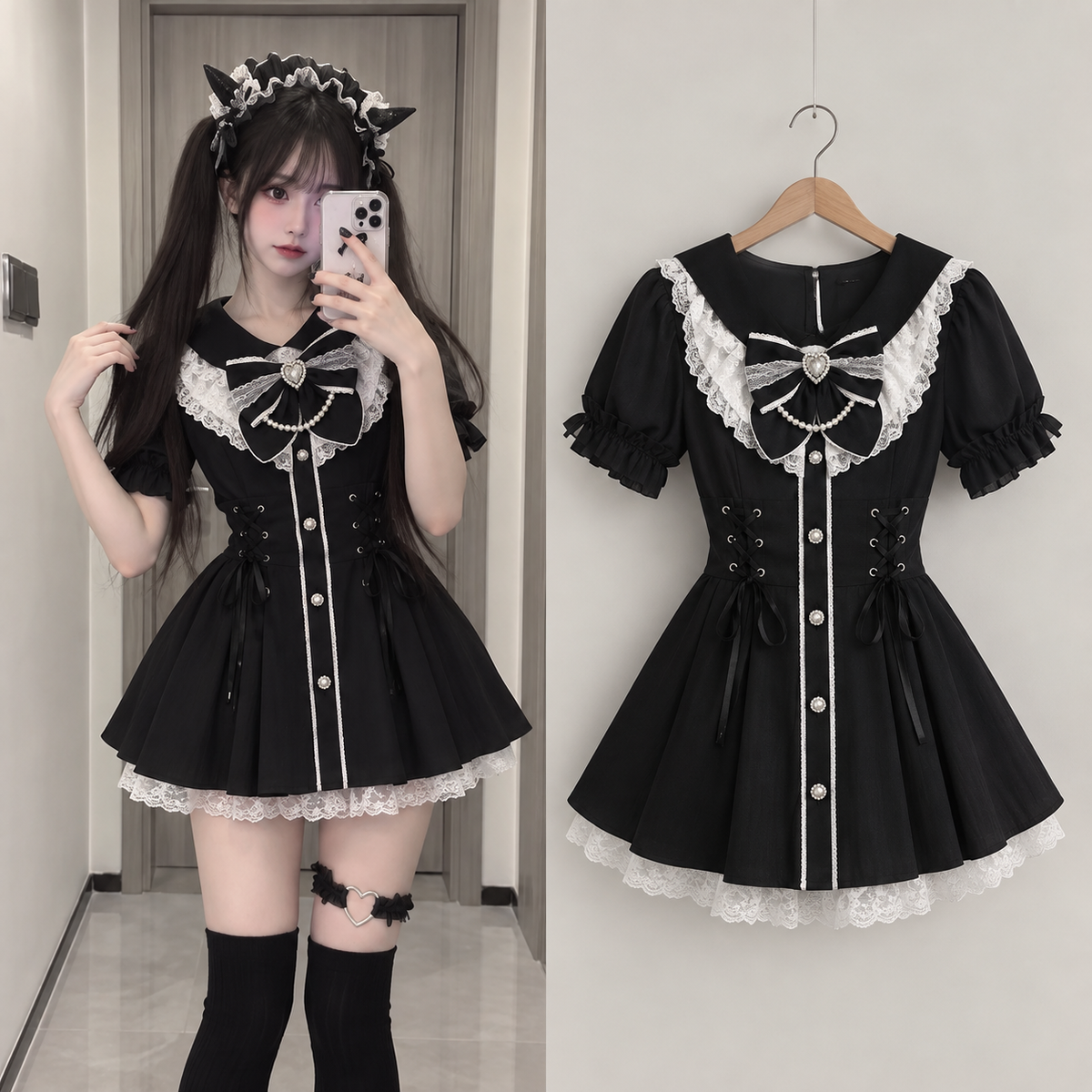 Kawaii Short Sleeve Skirt Sets Women Aesthetic Slim