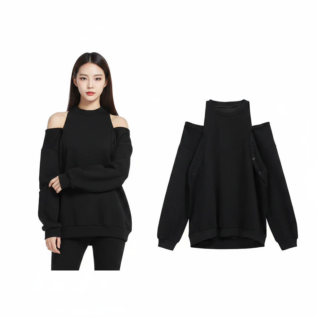 Sweat-shirt ample noir élégant pour femme