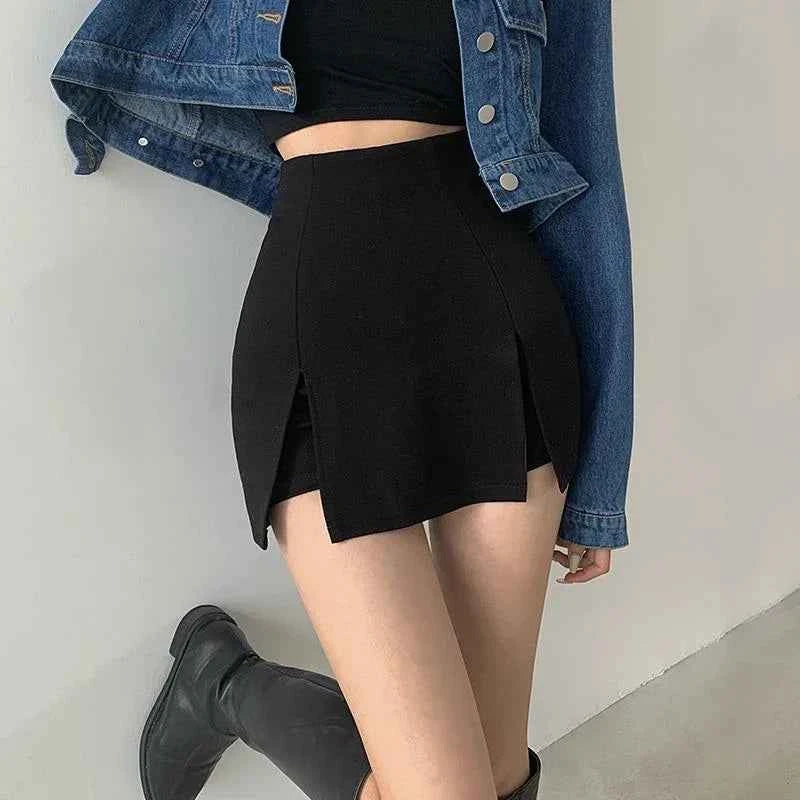 Black Split Mini Skirt for Women