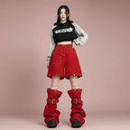 Cargo Jeans Red - Shorts + leg warmers