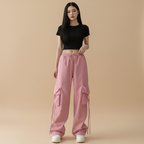 Plaid Shirt Sling Vest and Cargo Pants 3-Piece Set worn view