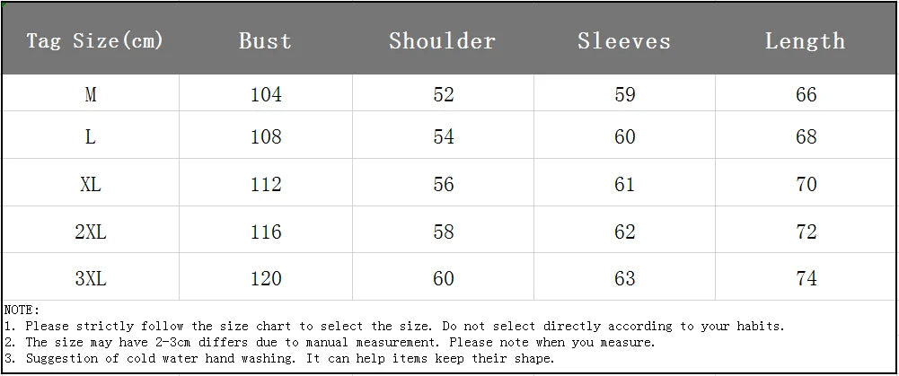 Size chart for cute animal couple hoodie for teens showing bust shoulder sleeves and length measurements in centimeters