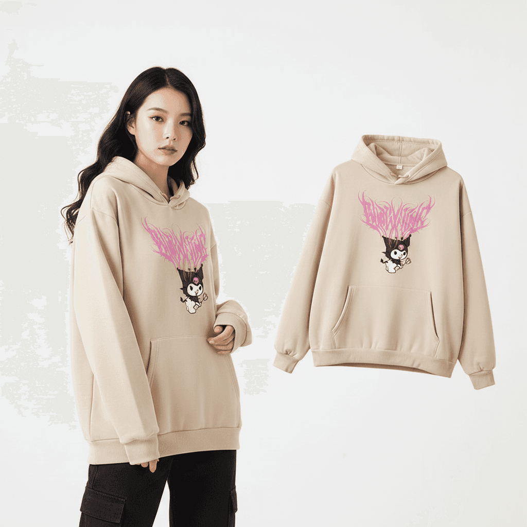Niedlicher japanischer Kuromi Hoodie für Damen