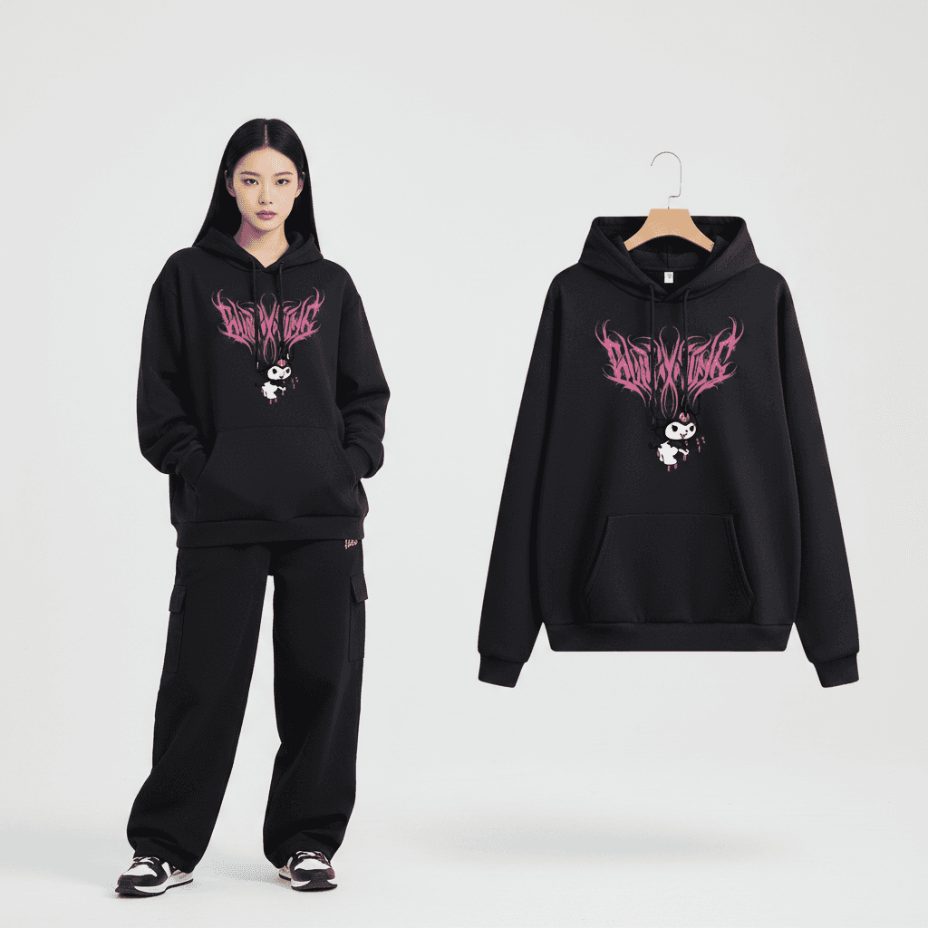 Niedlicher japanischer Kuromi Hoodie für Damen