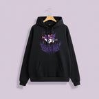 Cute Kuromi japanese hoodie for women in black with purple and pink character design